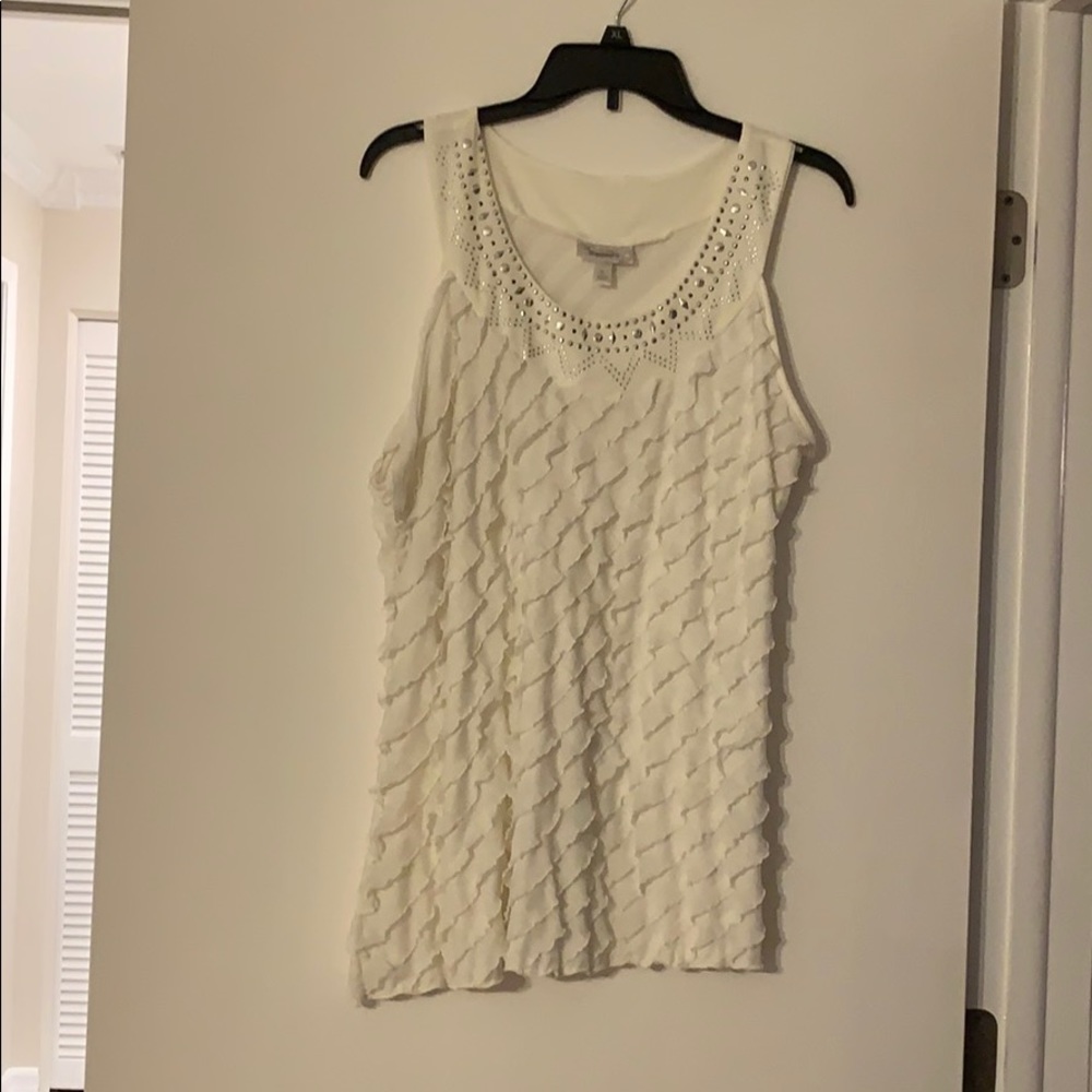 Ivory sparkly ruffled top